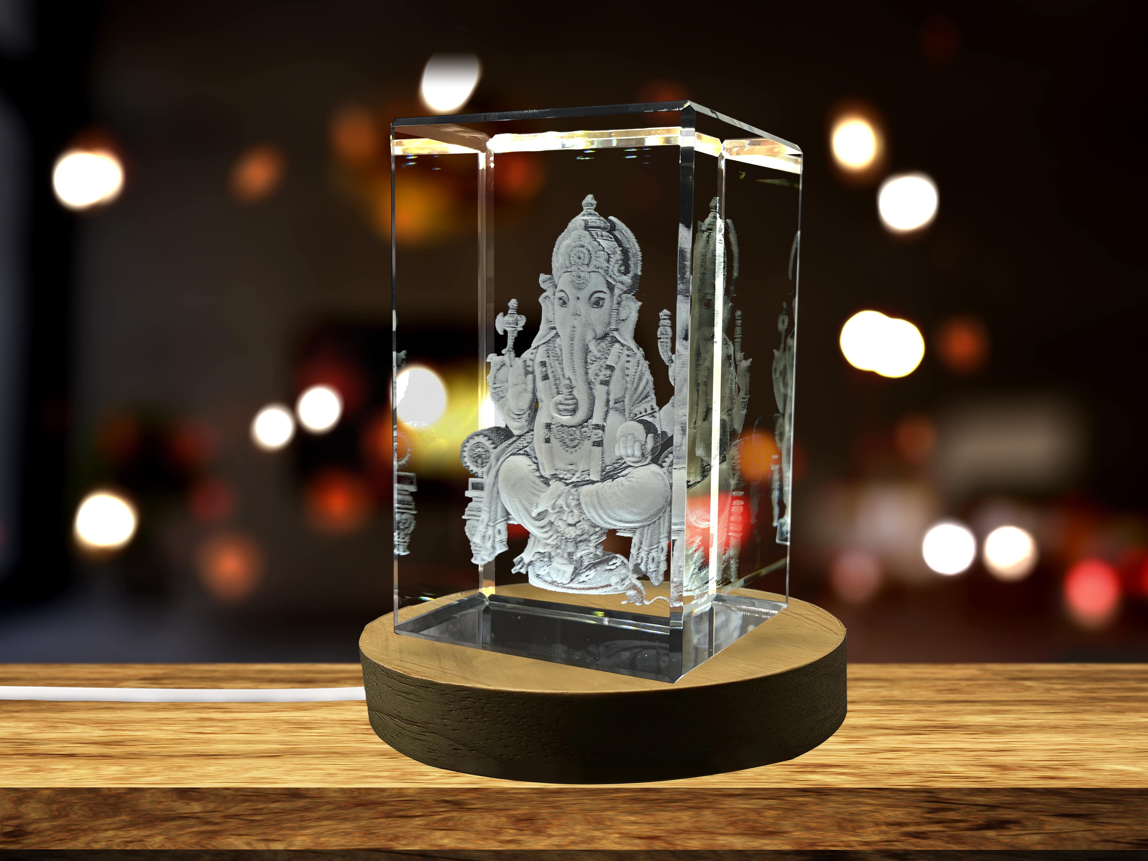 Ganesha 3D Engraved Crystal Keepsake A&B Crystal Collection