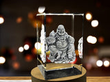 Chinois Bouddha 3D Cristal Gravé Keepsake