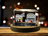 Political Animals Subsurface Engraved Crystal Novelty Decor A&B Crystal Collection