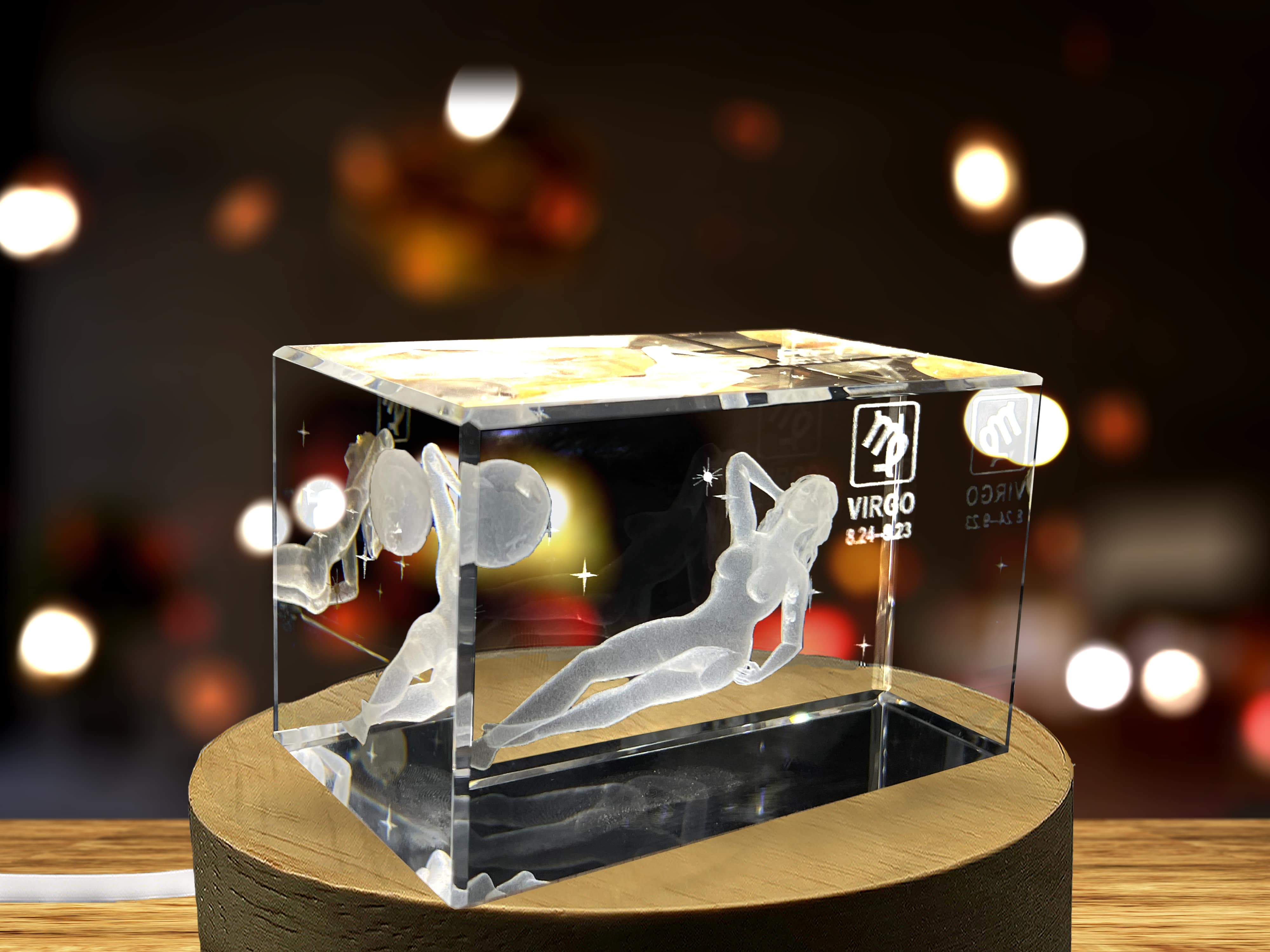 Virgo Zodiac Sign 3D Engraved Crystal Keepsake Gift A&B Crystal Collection