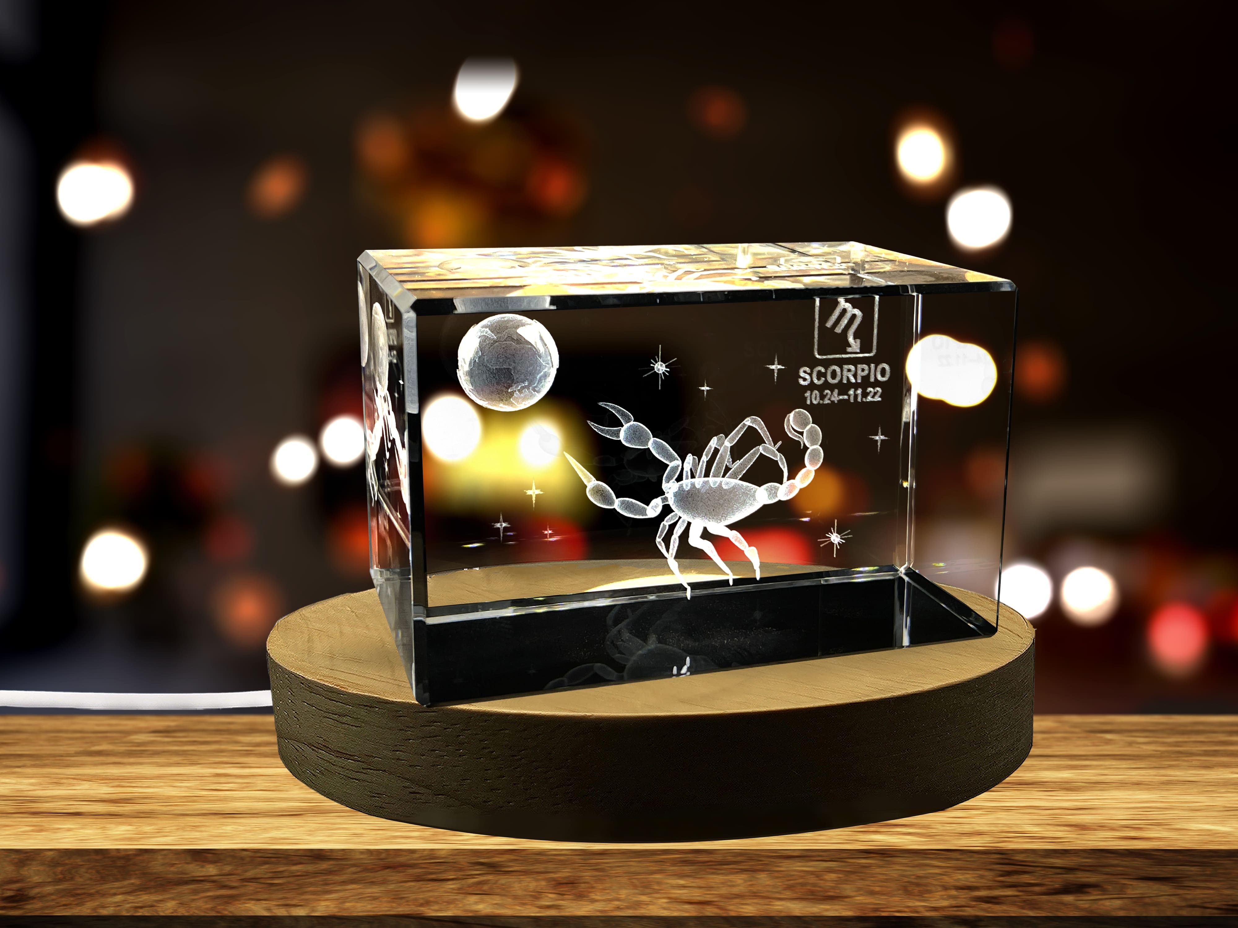 Scorpio Zodiac Sign 3D Engraved Crystal Keepsake A&B Crystal Collection