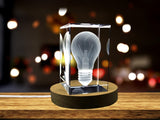3D Engraved Crystal Lightbulb Keepsake - Premium LED Base Included A&B Crystal Collection