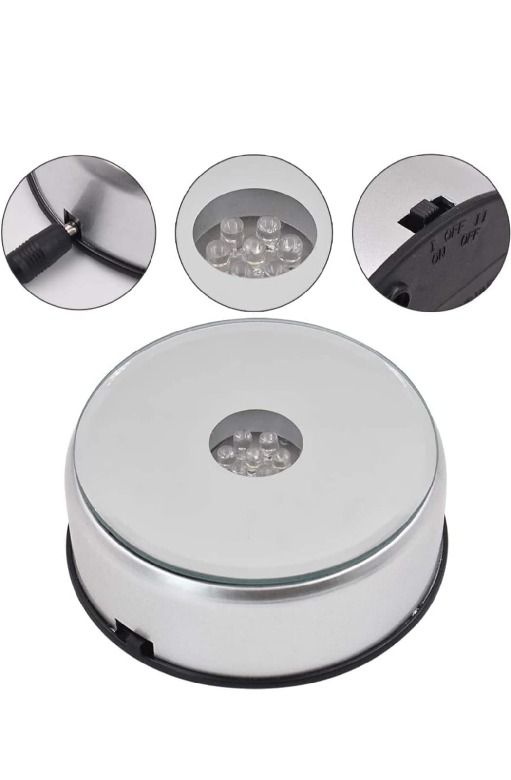 LED Rotating Base Light - Color Changing - Round Shape - 3.9 x 0.79 inches A&B Crystal Collection