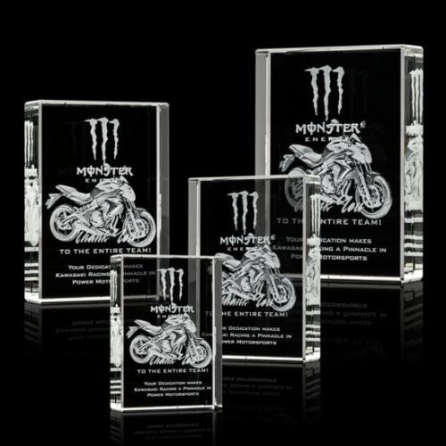 3D Engraved Award Trophy Tower - Customizable Crystal Design - Various Sizes Available A&B Crystal Collection