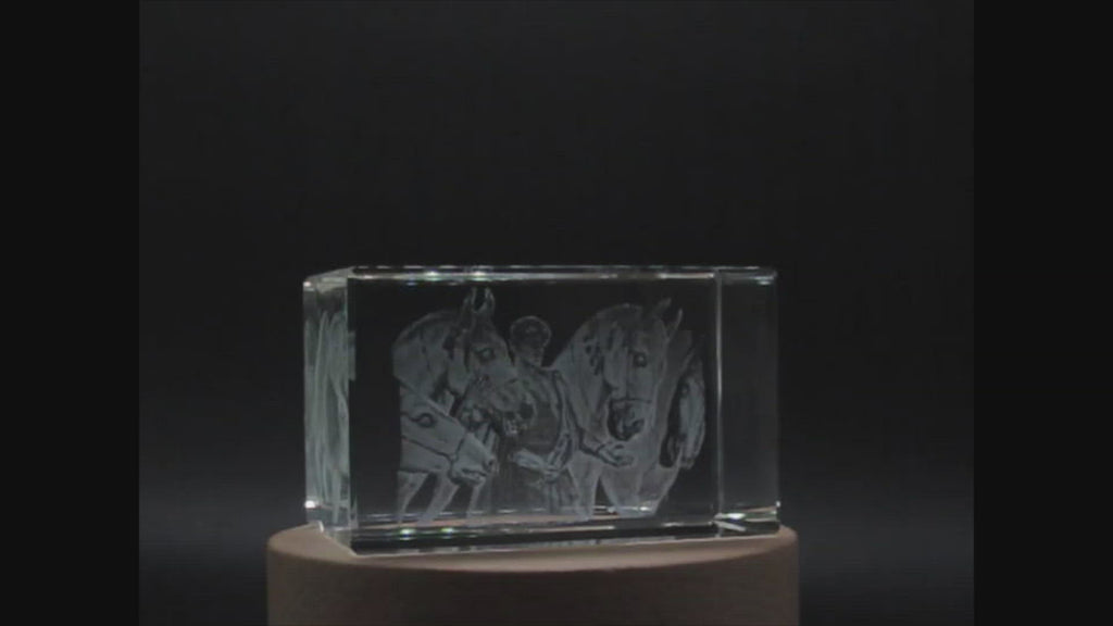 Diomedes and his Mares 3D Engraved Crystal 