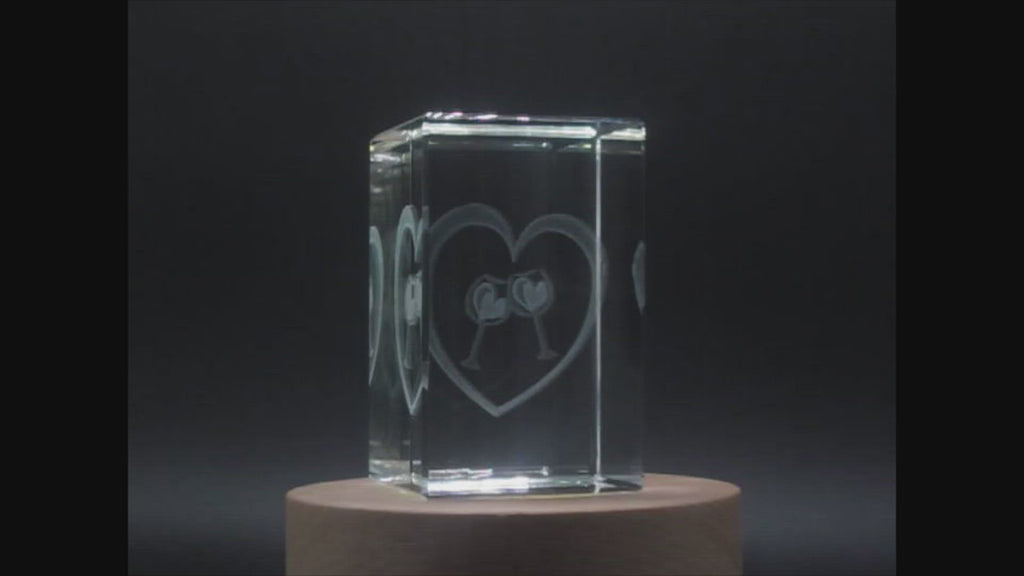Wine and Love 3D Engraved Crystal 