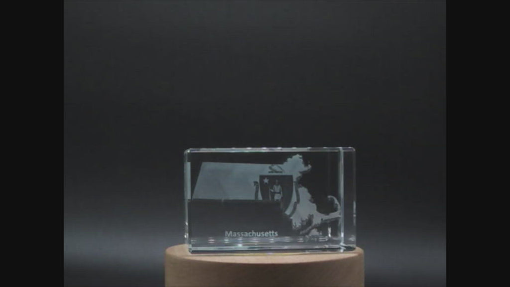 Massachusetts 3D Engraved Crystal 