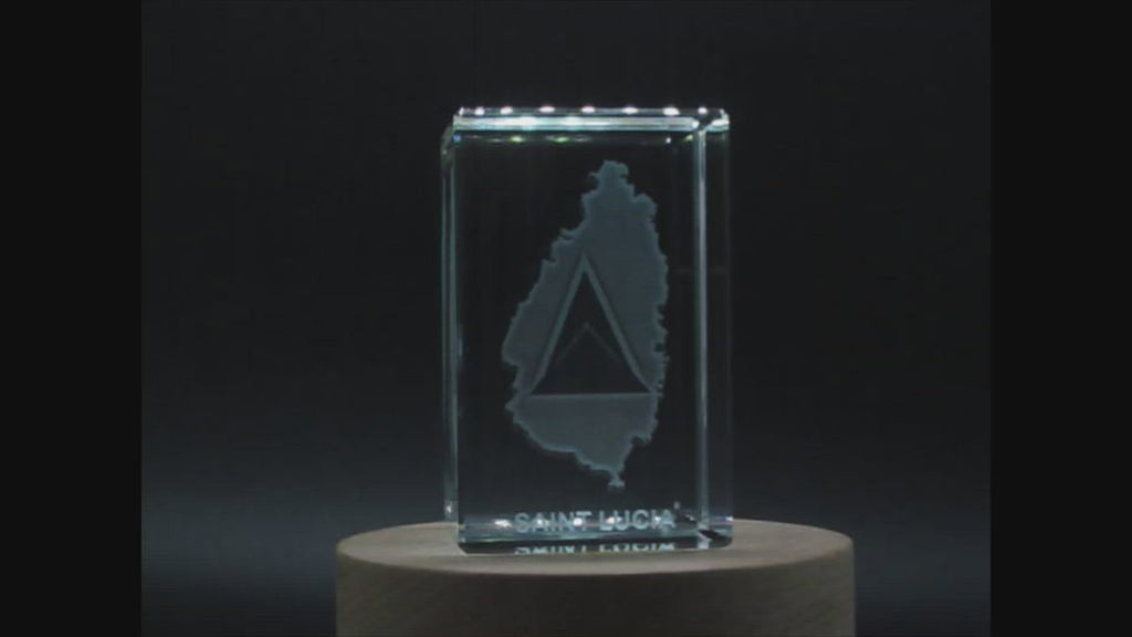 St Lucia 3D Engraved Crystal 