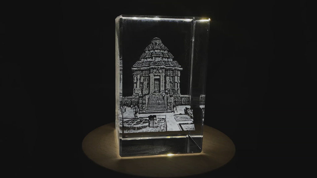 Konark Sun Tower 3D Engraved Crystal 