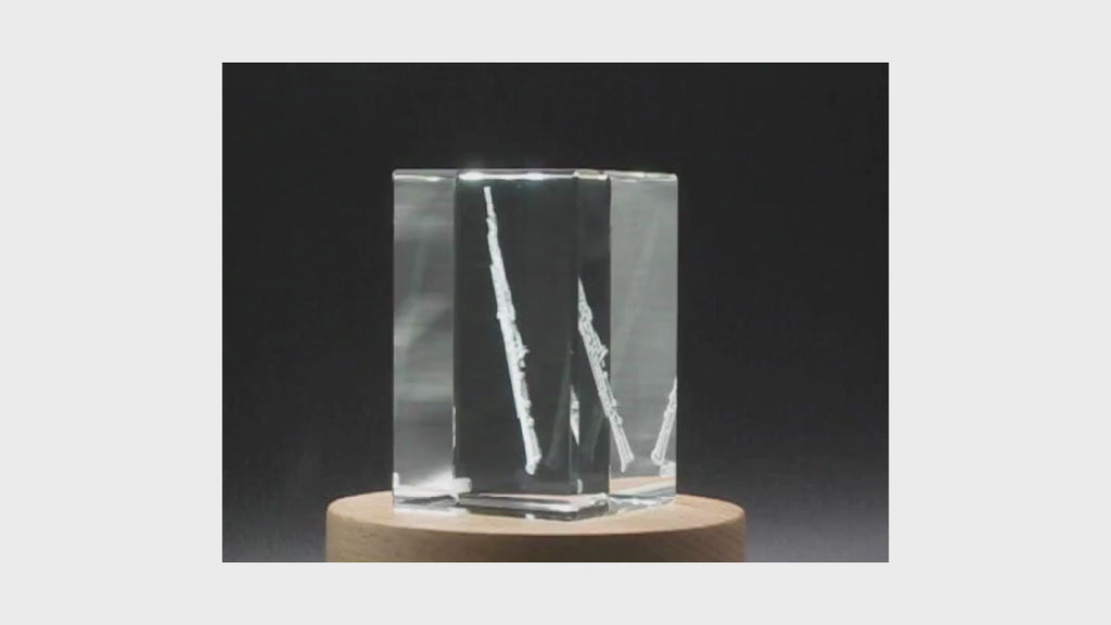 Oboe Flute 3D Engraved Crystal 