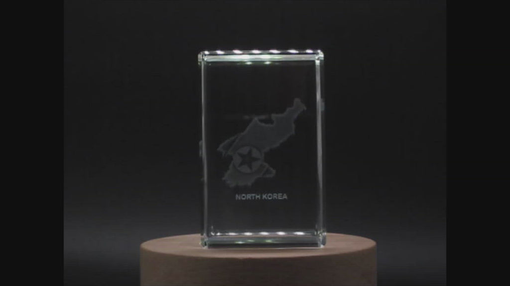 North Korea 3D Engraved Crystal