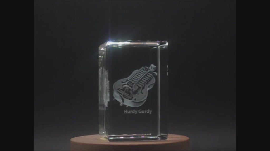Hurdy Gurdy 3D Engraved Crystal 