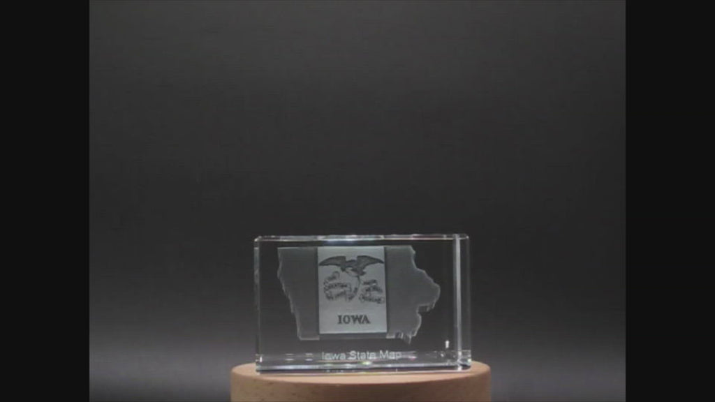 Iowa 3D Engraved Crystal 