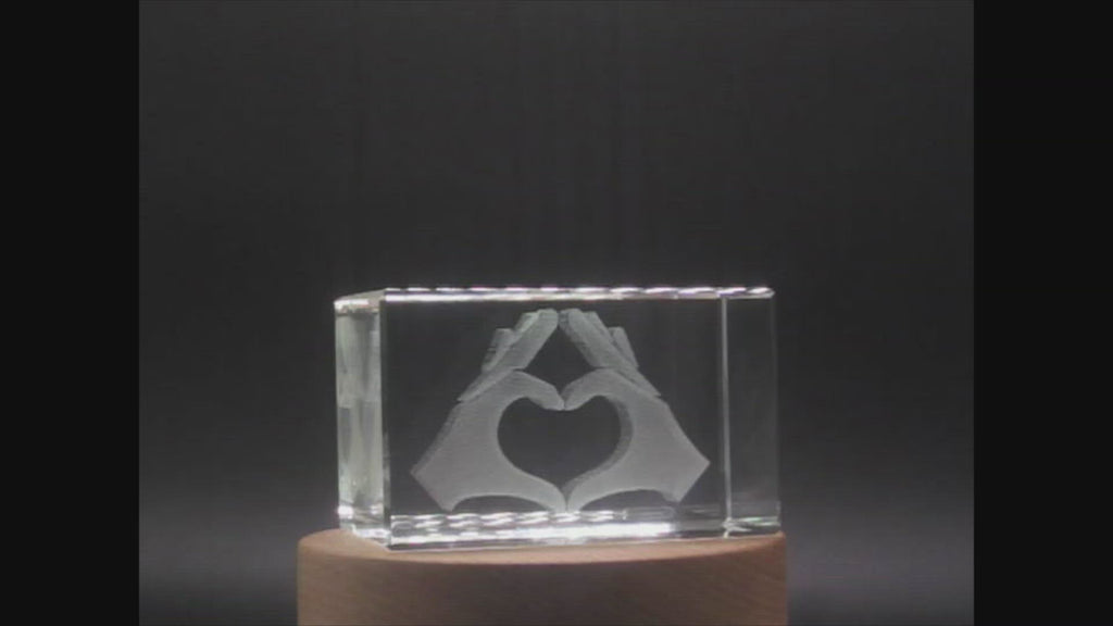 Hands Forming a Heart 3D Engraved Crystal 