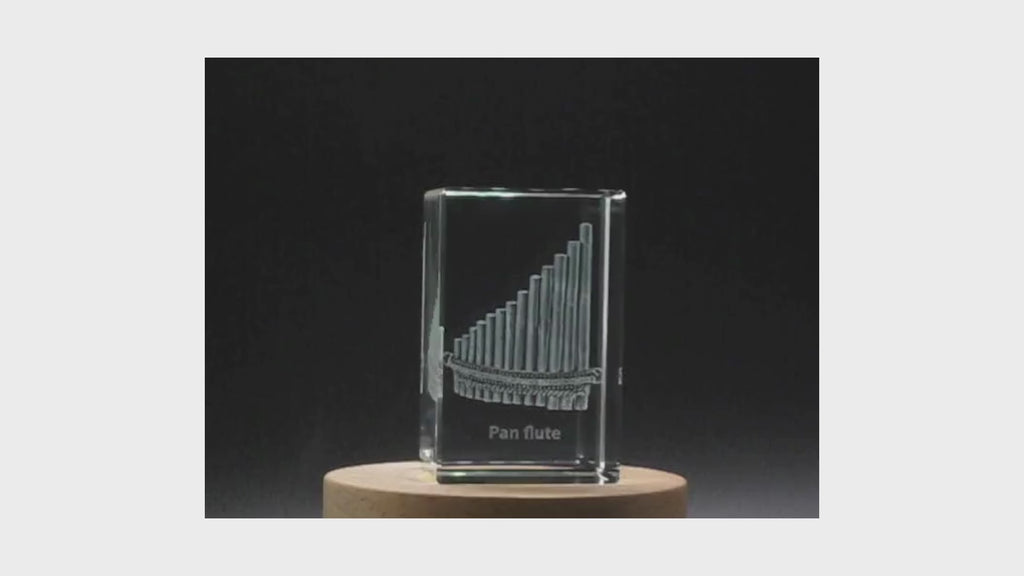 Pan Flute 3D Engraved Crystal 